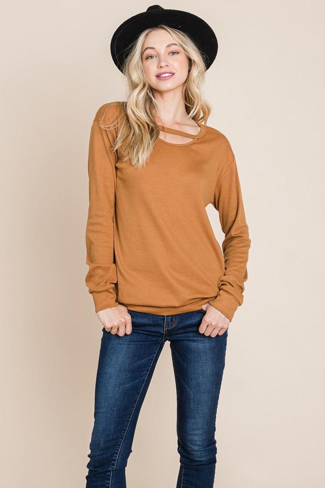 Cut Out Knit Sweatshirts Tops Product Image