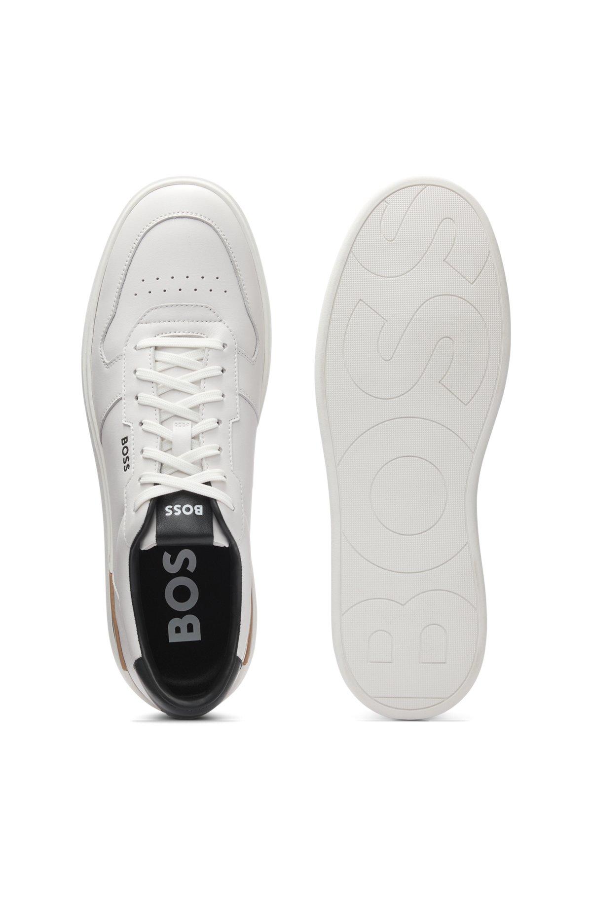 Leather trainers with logo details Product Image