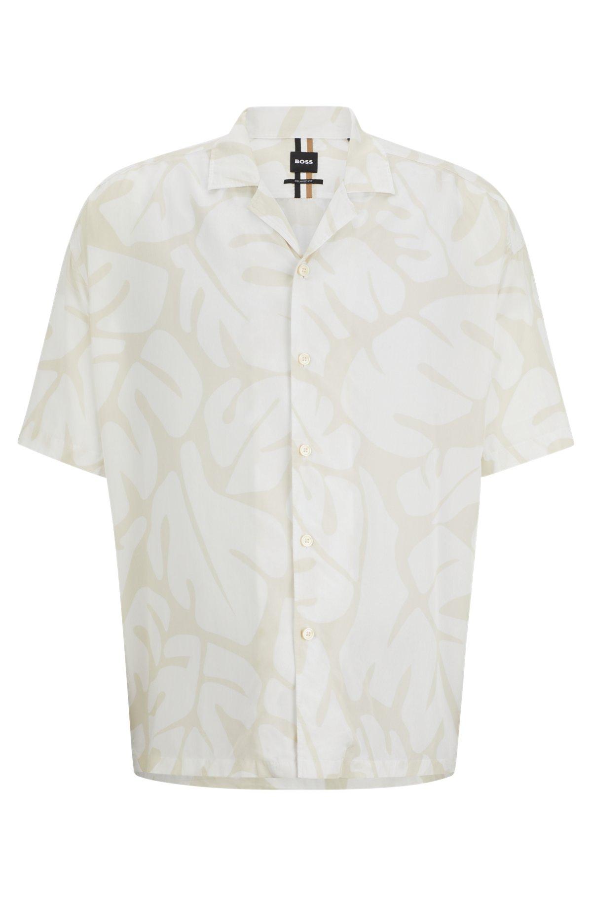Relaxed-fit shirt in seasonal print with camp collar Product Image