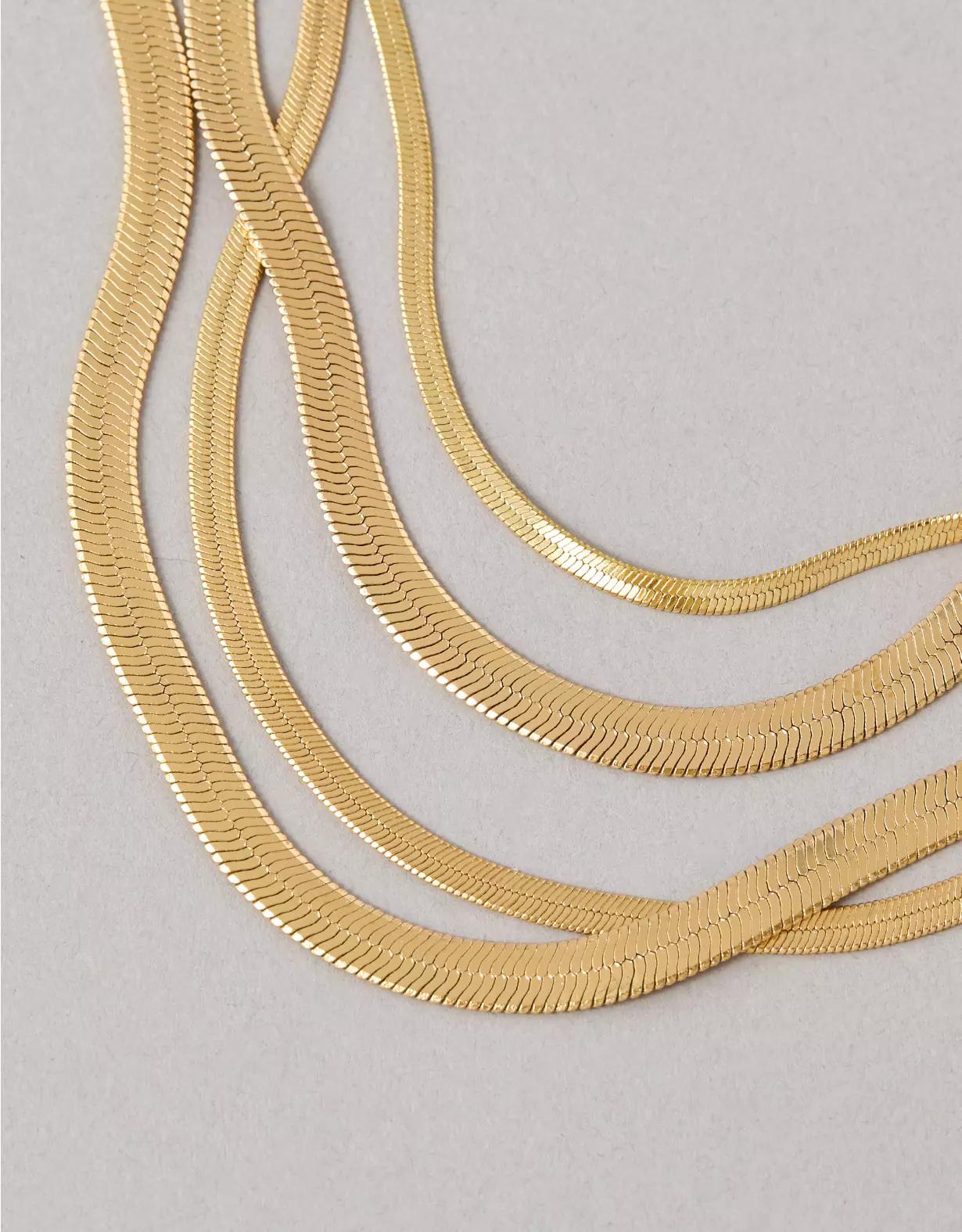 AEO Gold Toned Snake Chain Necklace 4-Pack Product Image