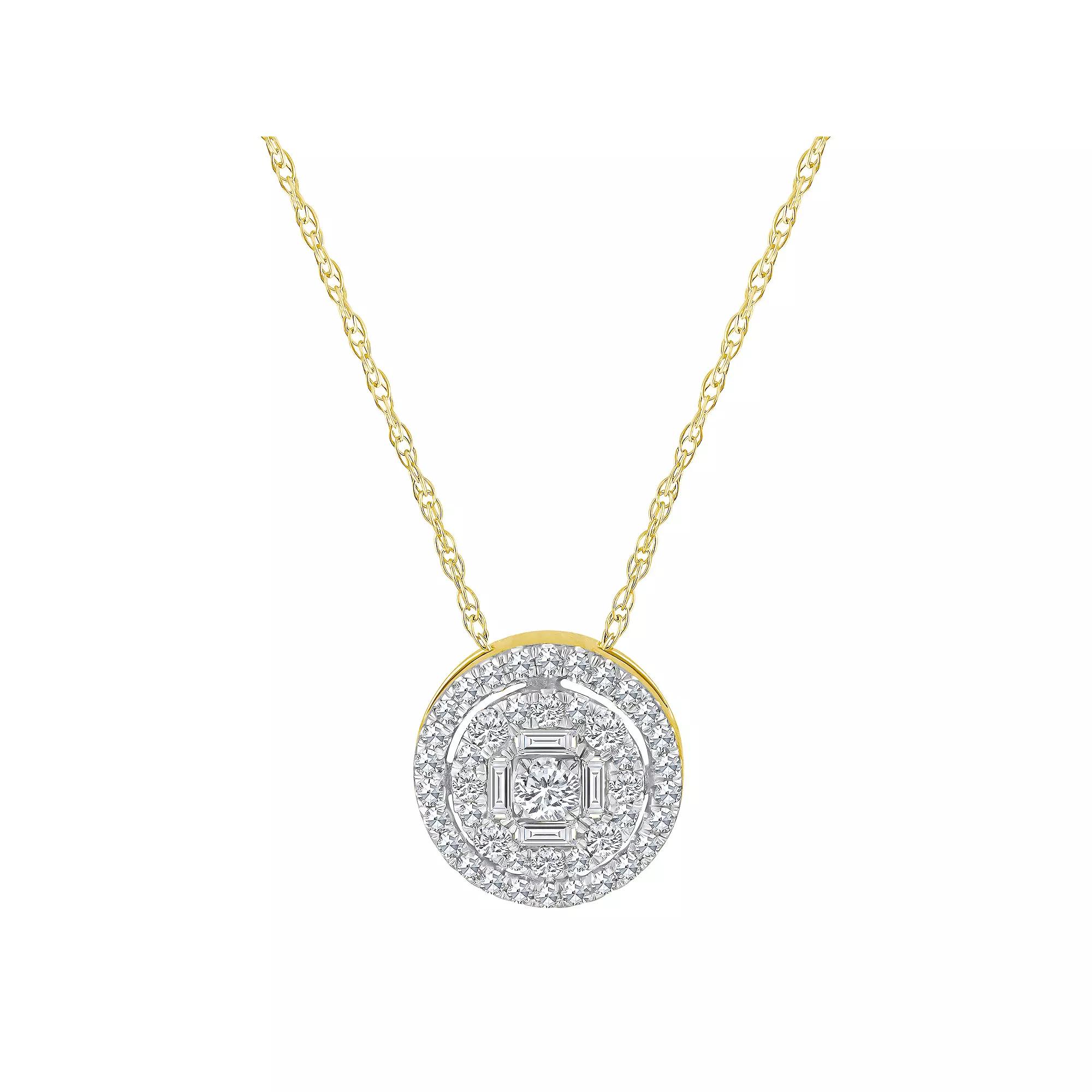 Celebration Gems 14k Gold 1/4 Carat T.W. Diamond Round Cluster Pendant Necklace, Women's, Size: 18" Product Image