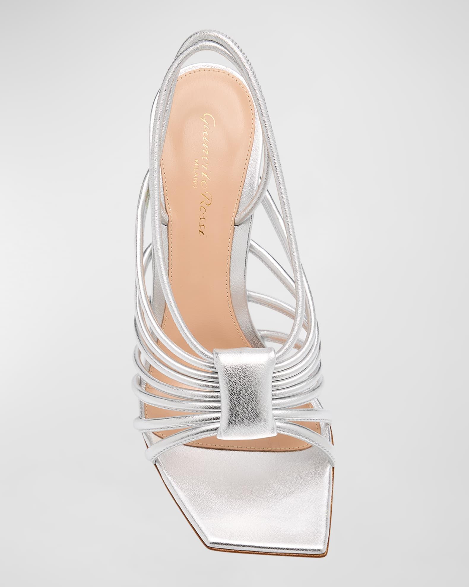 Metallic Strappy Caged Slingback Sandals Product Image