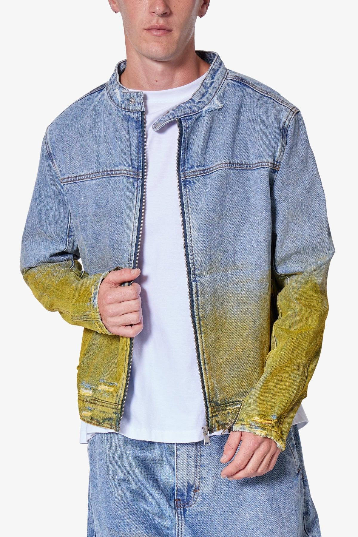 Dual Gradient Washed Denim Jacket - Blue Product Image