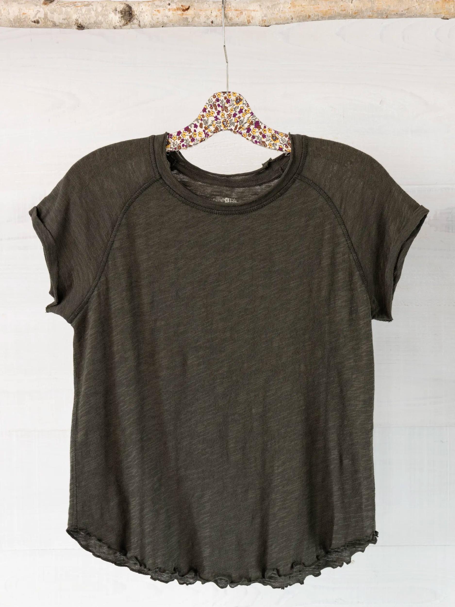 Lily Cotton Short Sleeve Tee Shirt - Charcoal Product Image