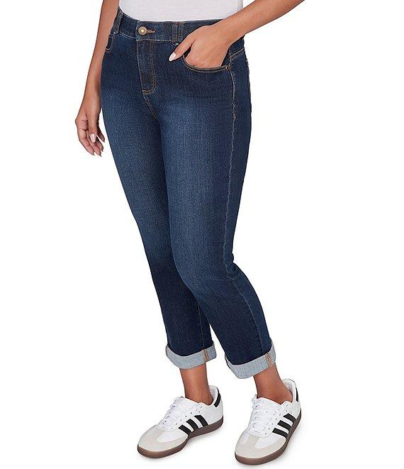 Ruby Rd. Ultra-Soft Rolled Hem Girlfriend Jeans Product Image