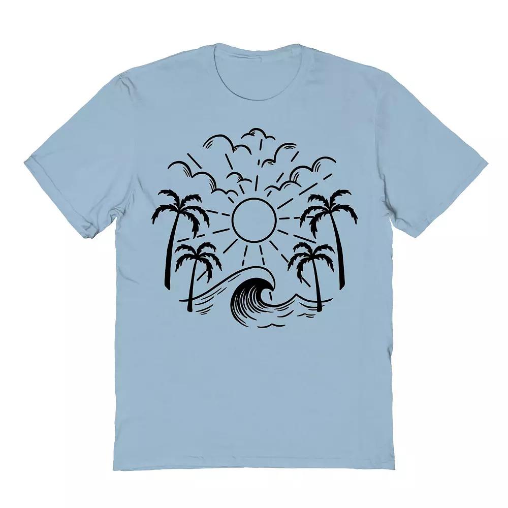 Men's COLAB89 by Threadless Tropical Circle - Black Graphic Tee, Size: XXL, Light Blue Product Image