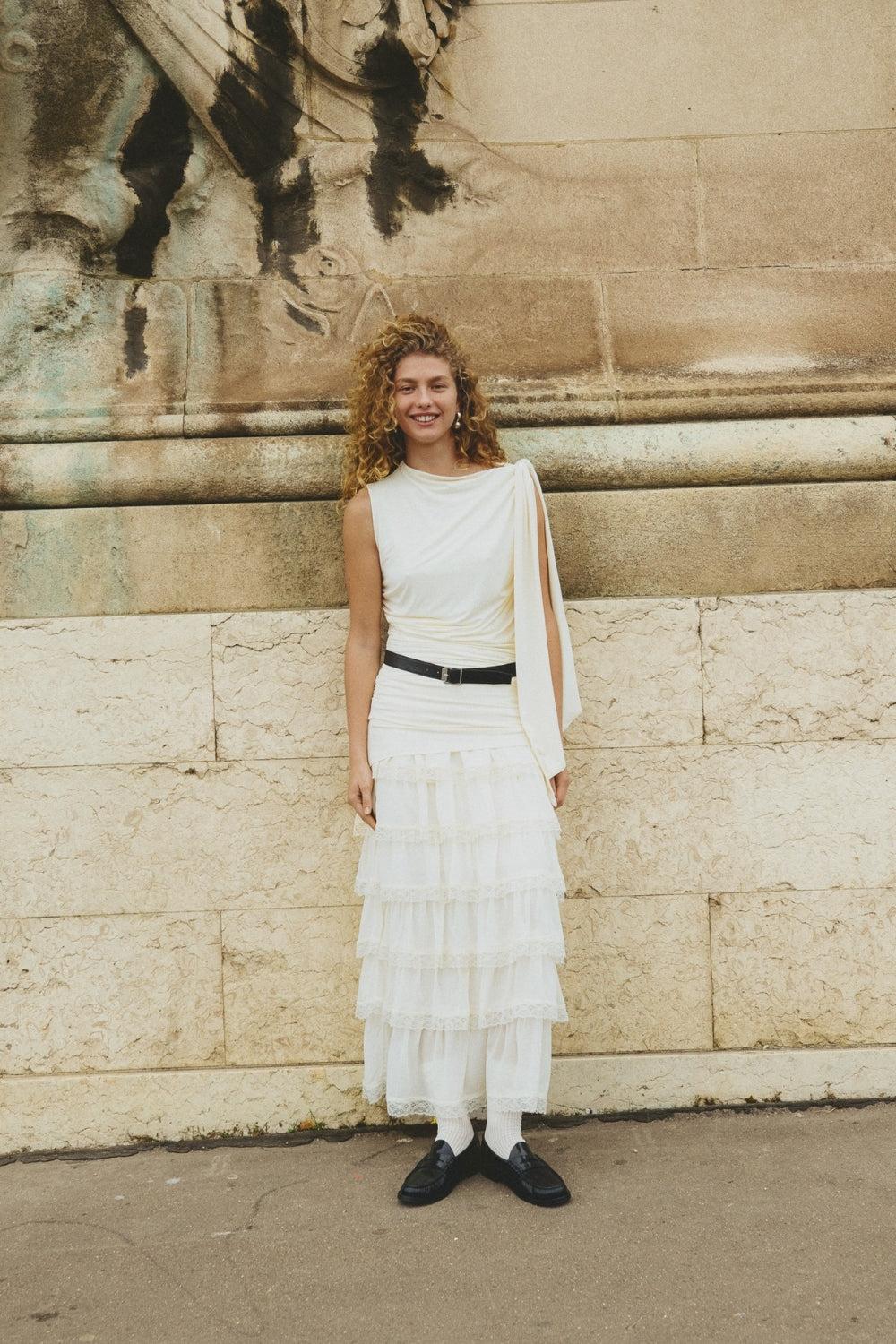Thalia Midi Skirt Cream Product Image