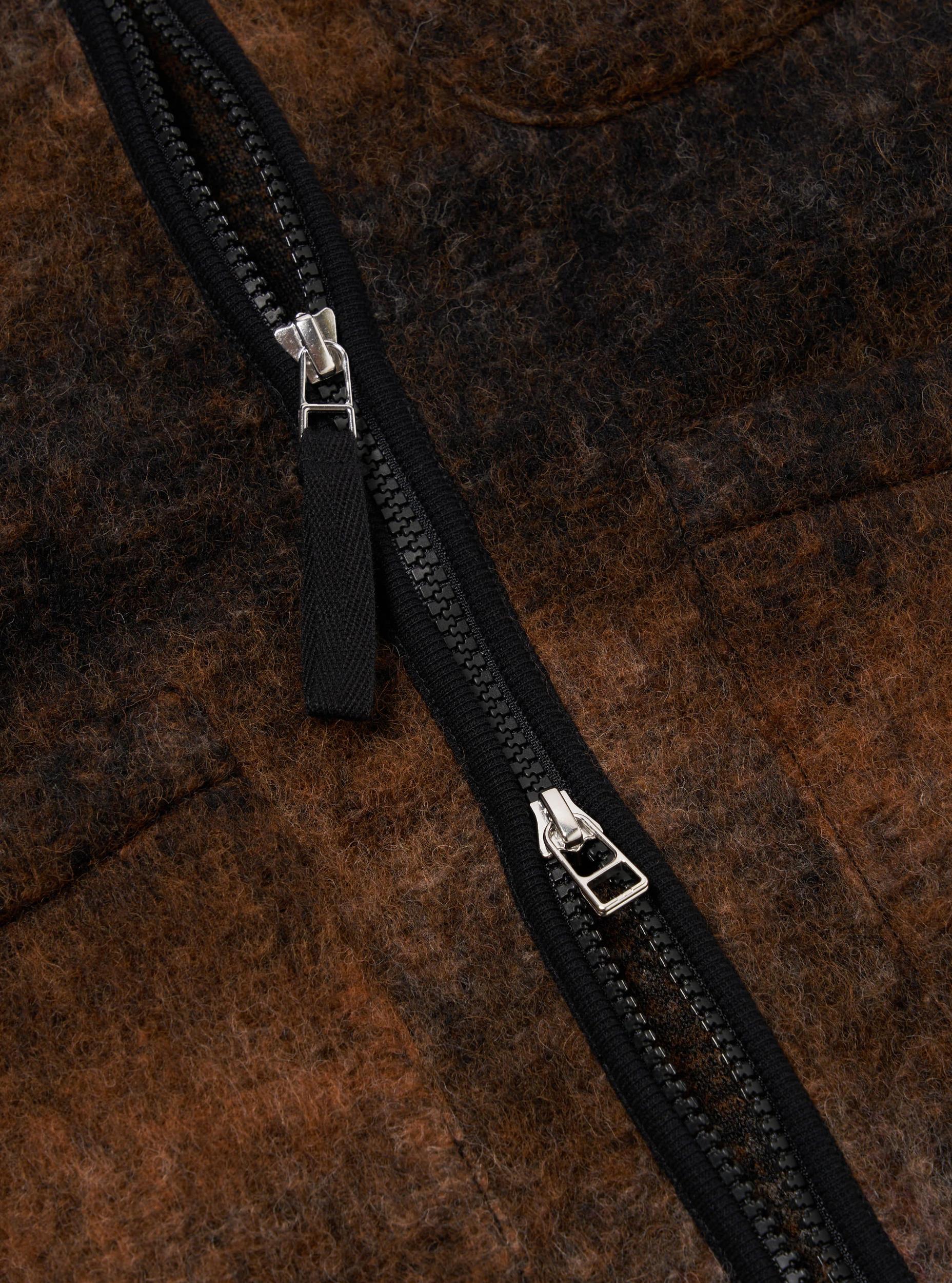 Universal Works Zip Gilet in Brown Ombre Fleece Product Image