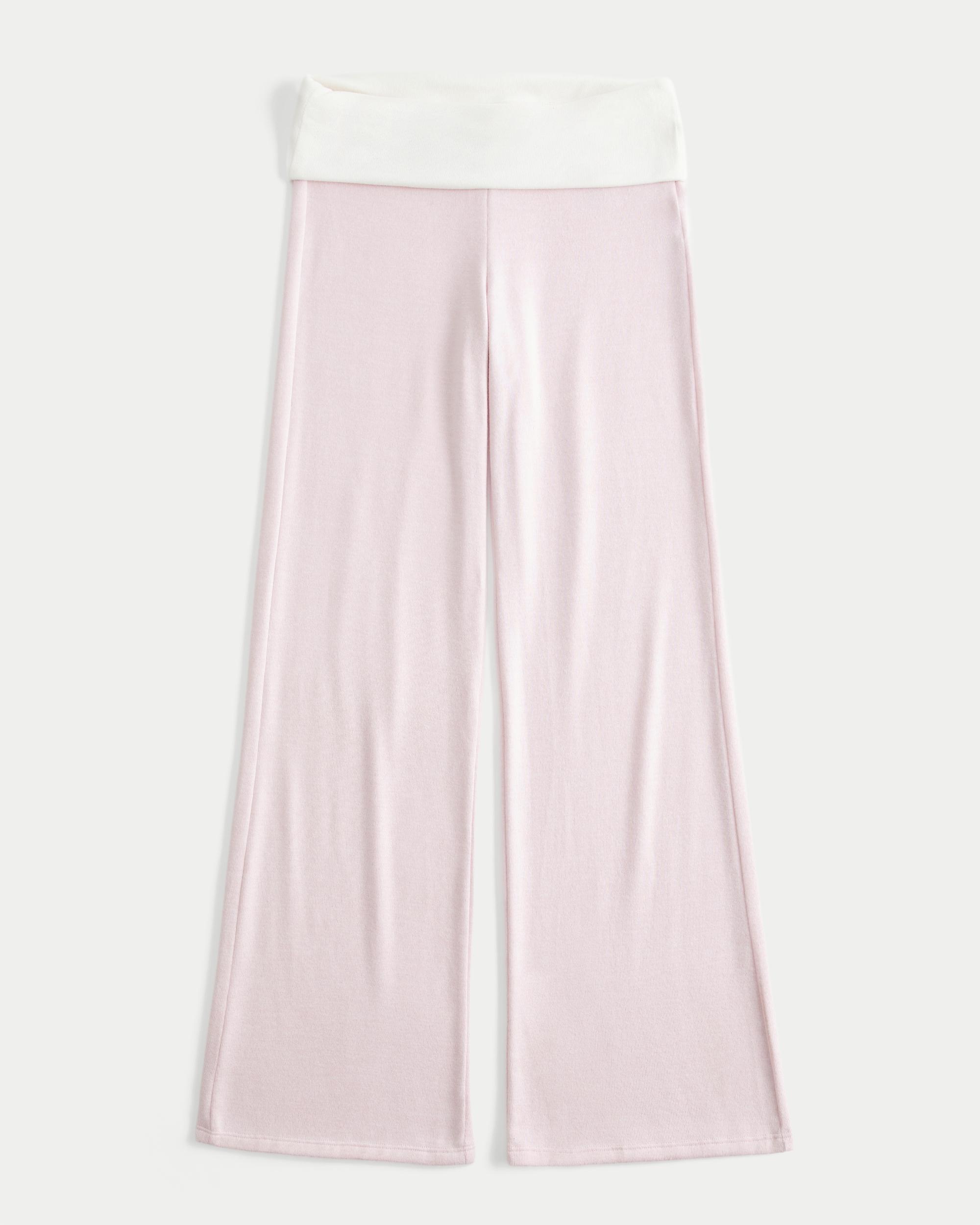 Foldover Waist Knit Flare Pants Product Image