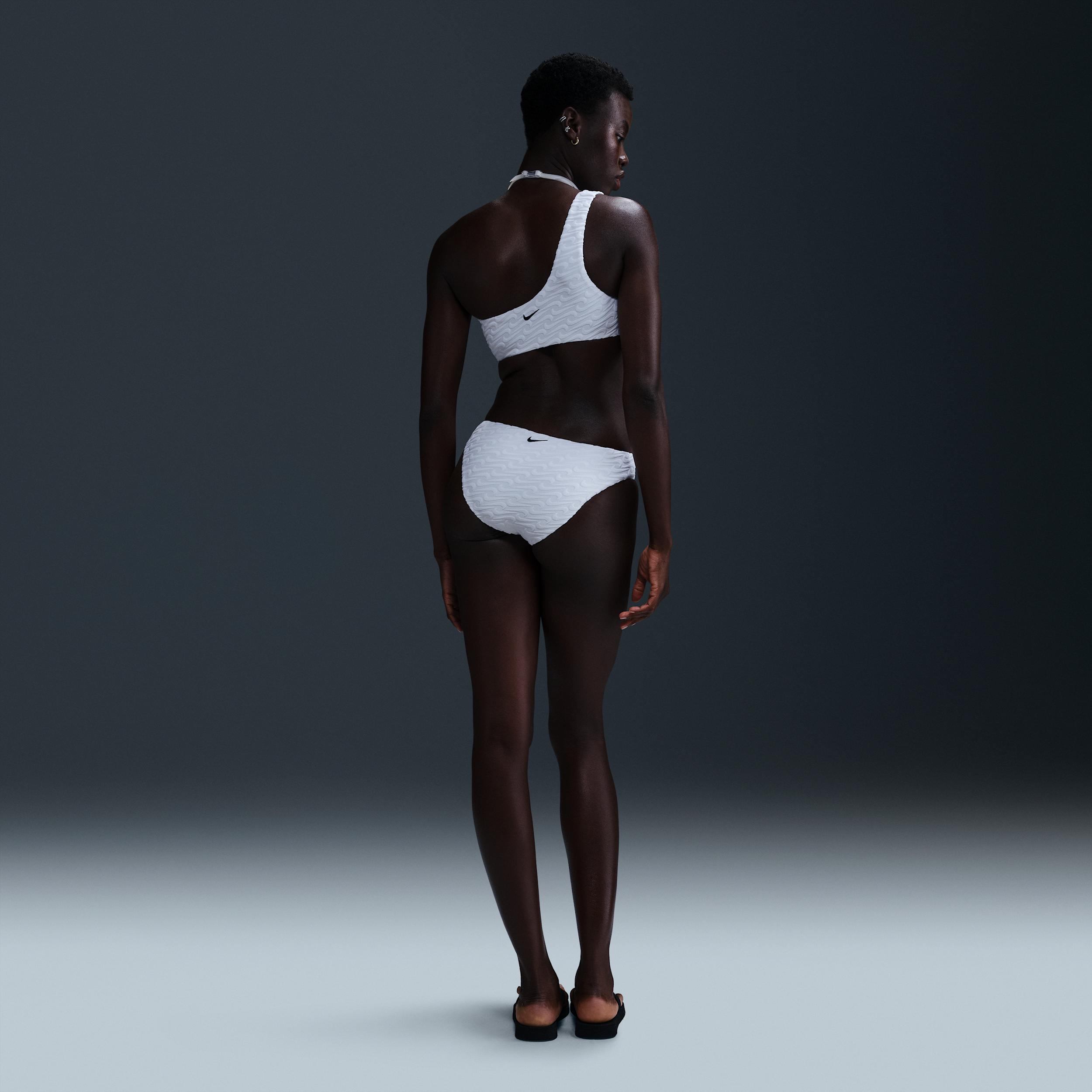 Nike Womens Swim Swoosh Link Terry Asymmetrical Bikini Top | NESSF254-100 Product Image