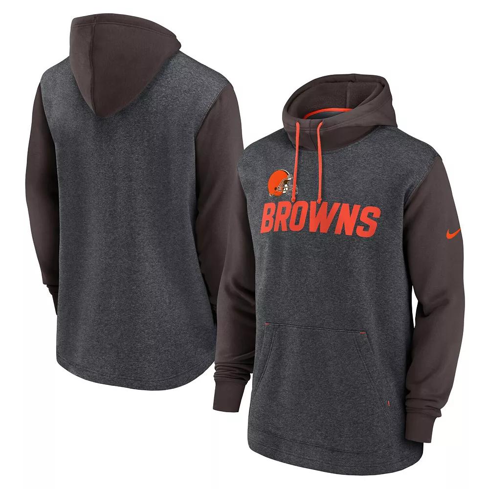 Men's Nike Heathered Charcoal/Brown Cleveland Browns Surrey Legacy Pullover Hoodie,  Product Image