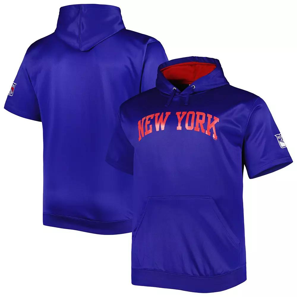 Men's Royal New York Rangers Big & Tall Logo Short Sleeve Hoodie,  Product Image