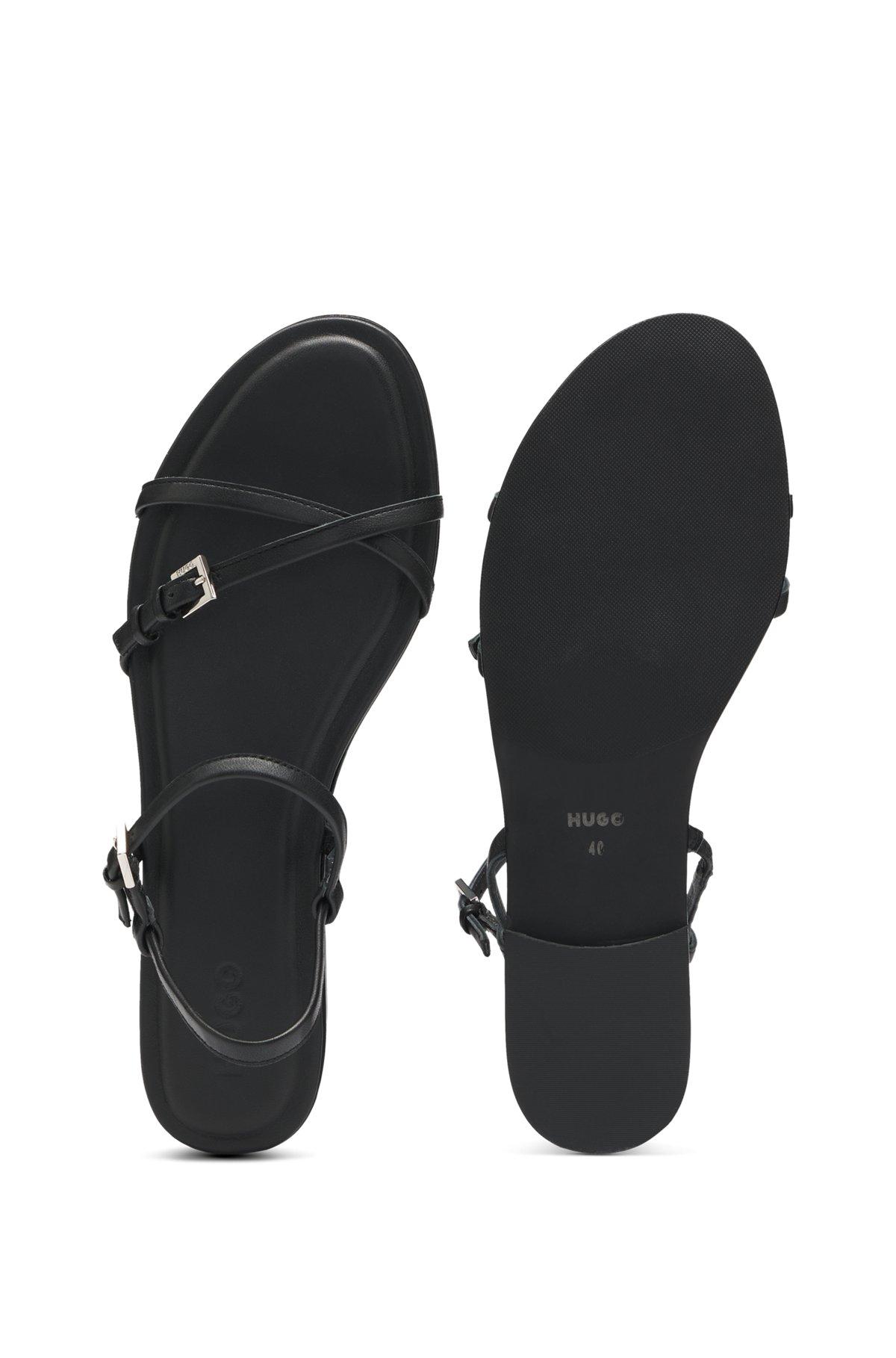 Flat sandals in nappa leather with logo buckles Product Image