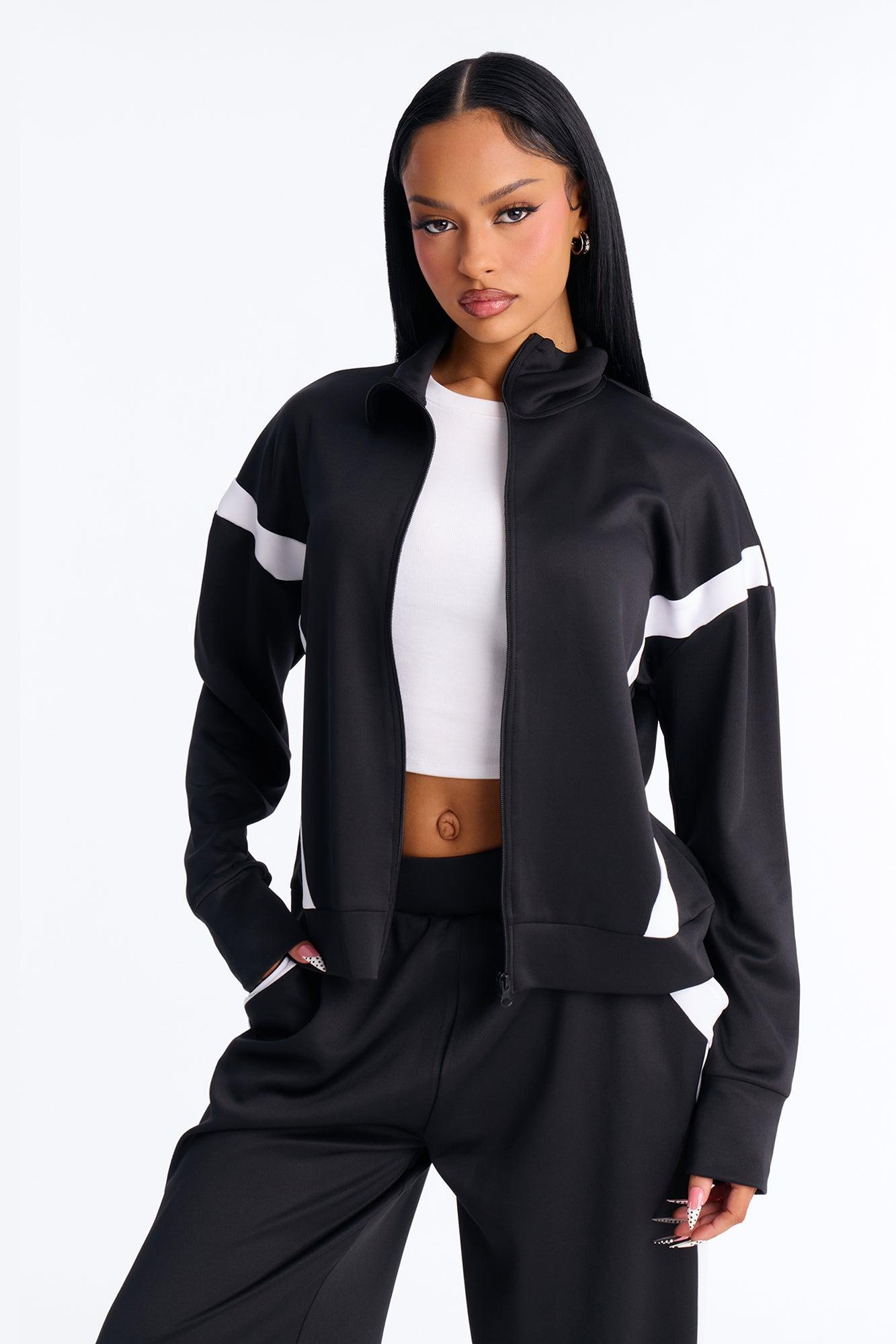 Stacy Scuba Zip Up Pant Set - Black Female Product Image