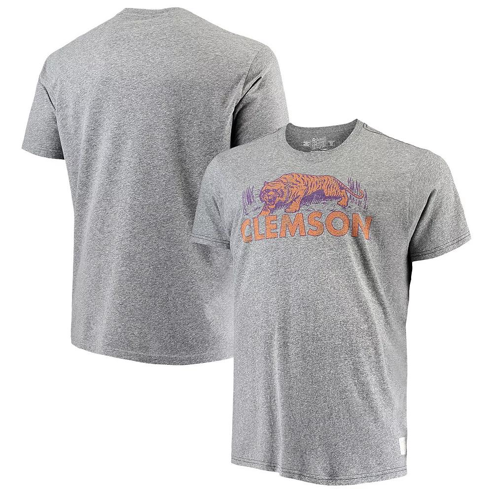 Men's Original Retro Brand Gray Clemson Tigers Big & Tall Tri-Blend T-Shirt, Size: 1XB, Grey Product Image