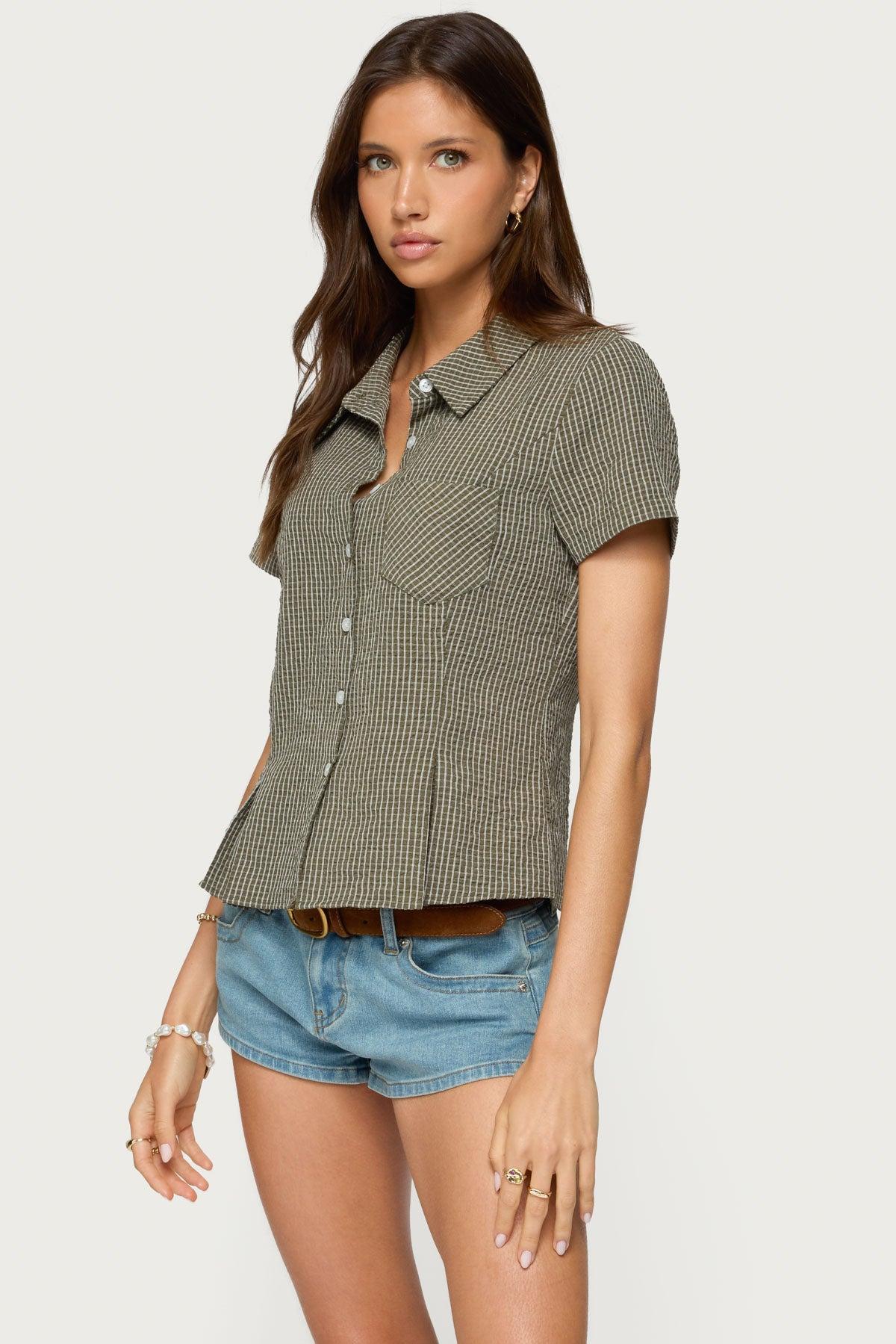 Alisa Plaid Tailored Button Up Shirt Product Image