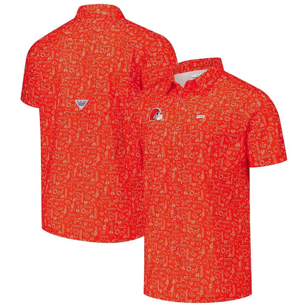 Men's Columbia PFG Orange Cleveland Browns Super Slack Tide Omni-Wick Full-Button Shirt, Size: Large Product Image