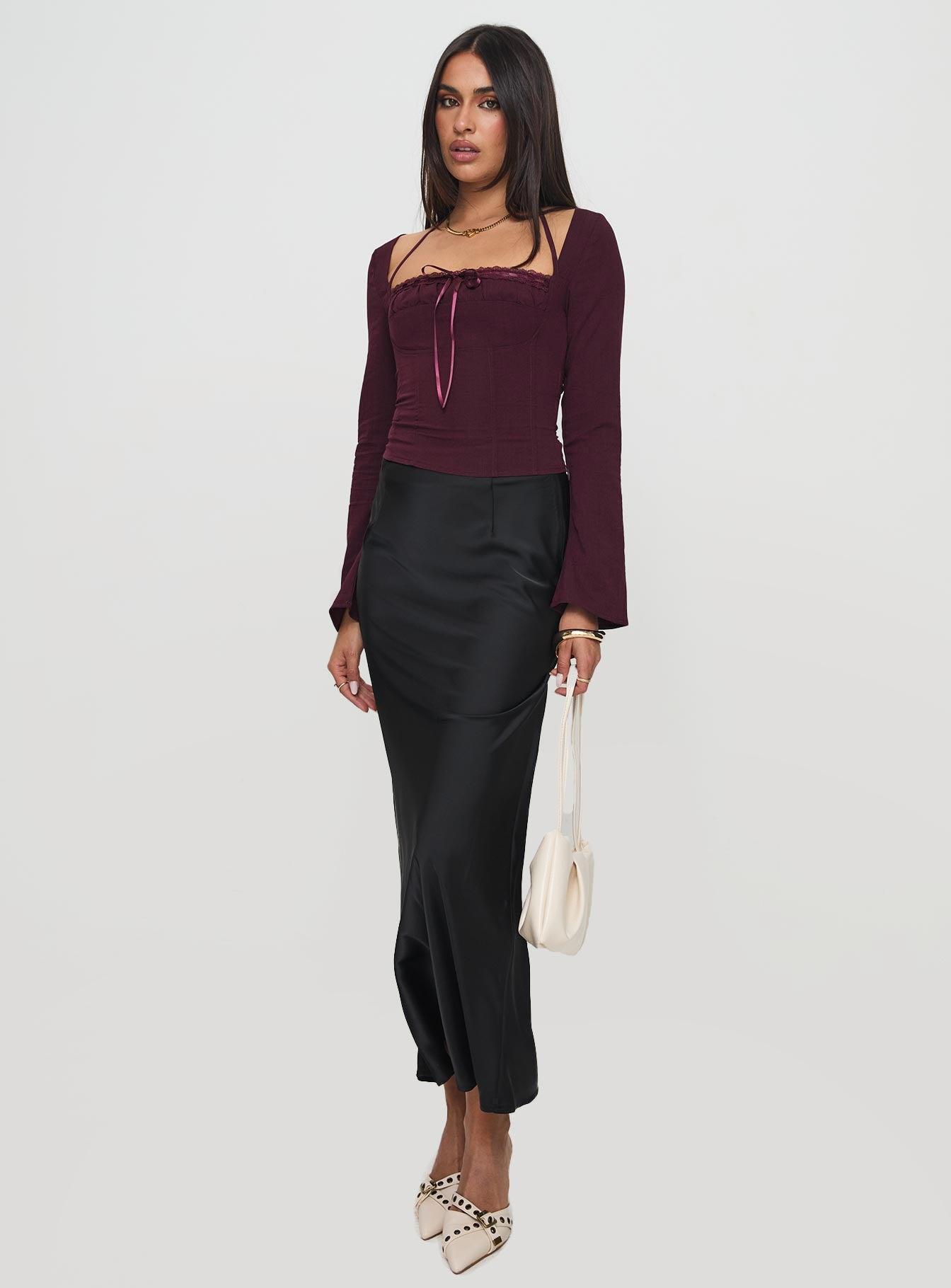 Trynia Long Sleeve Top Burgundy Product Image