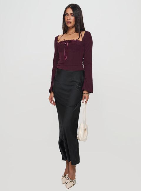 Trynia Long Sleeve Top Burgundy Product Image