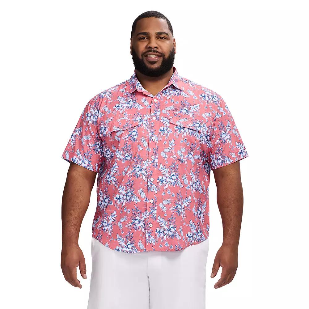 Big & Tall IZOD Sunshield Performance Woven Short Sleeve Button-Down Shirt, Men's, Size: Large Tall, Desert Pink Product Image