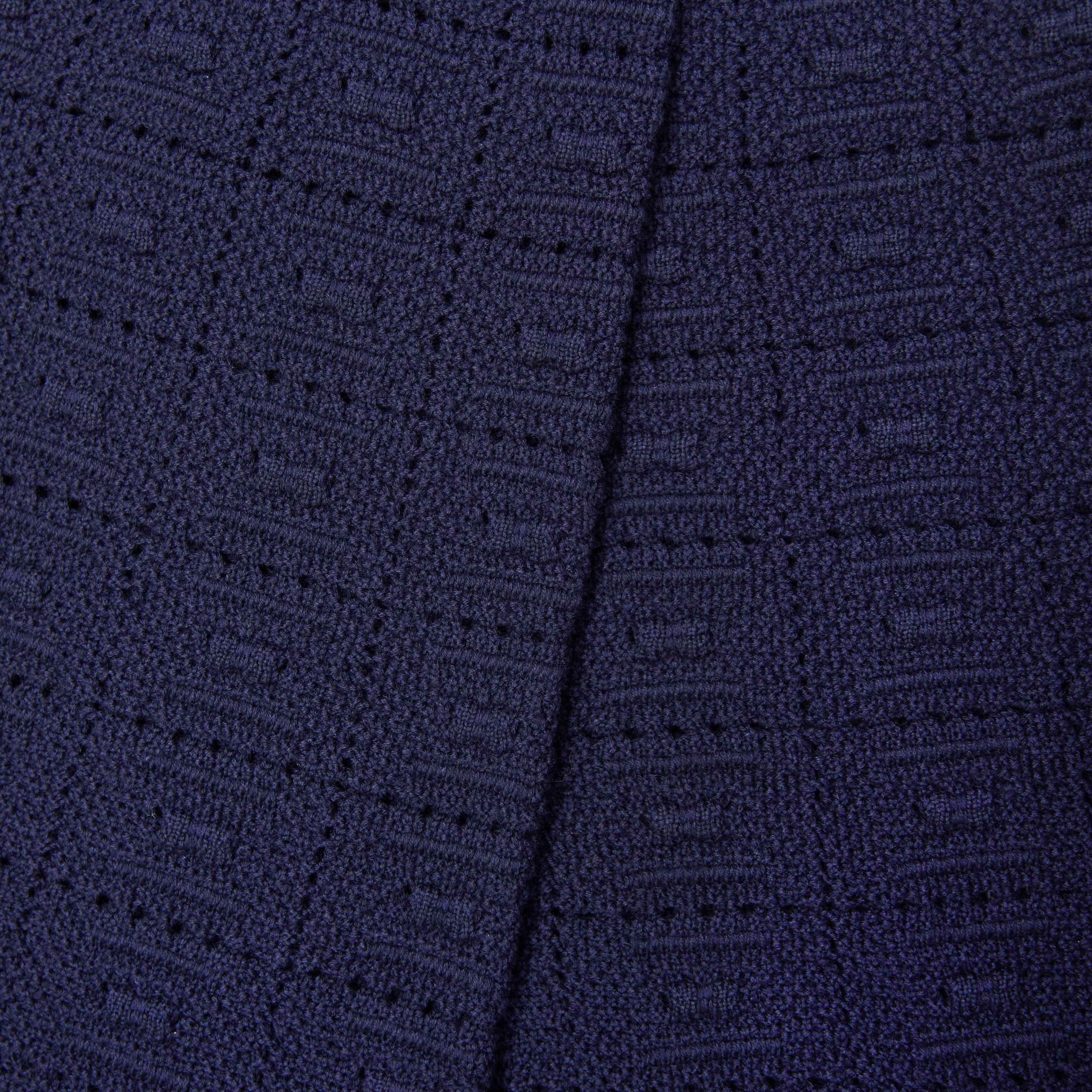 Navy Pointelle Knit Trousers Product Image