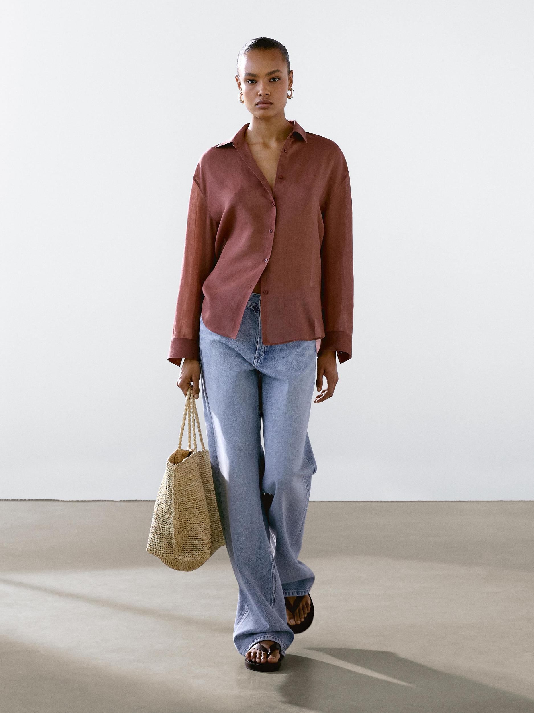 Flowing ramie blend shirt Product Image