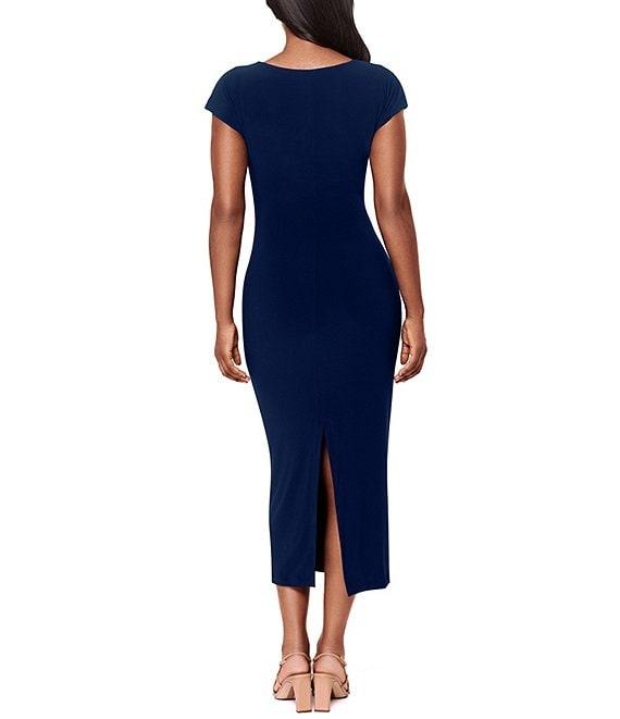Miraclesuit Isla Solid Scoop Neck Cap Sleeve Shaping Midi Dress Product Image