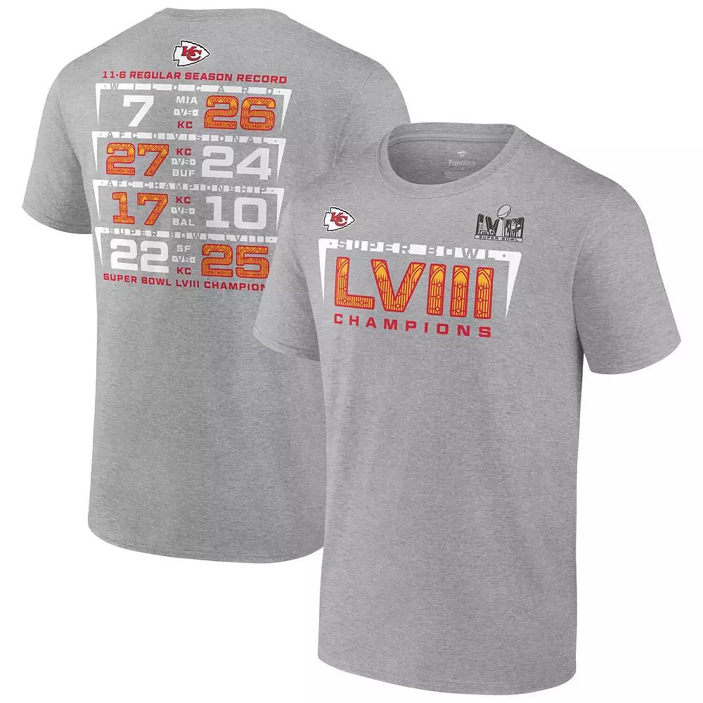 Men's Fanatics Branded Heather Gray Kansas City Chiefs Super Bowl LVIII Champions Counting Point Score Big & Tall T-Shirt, Size: 3XB, Grey Product Image