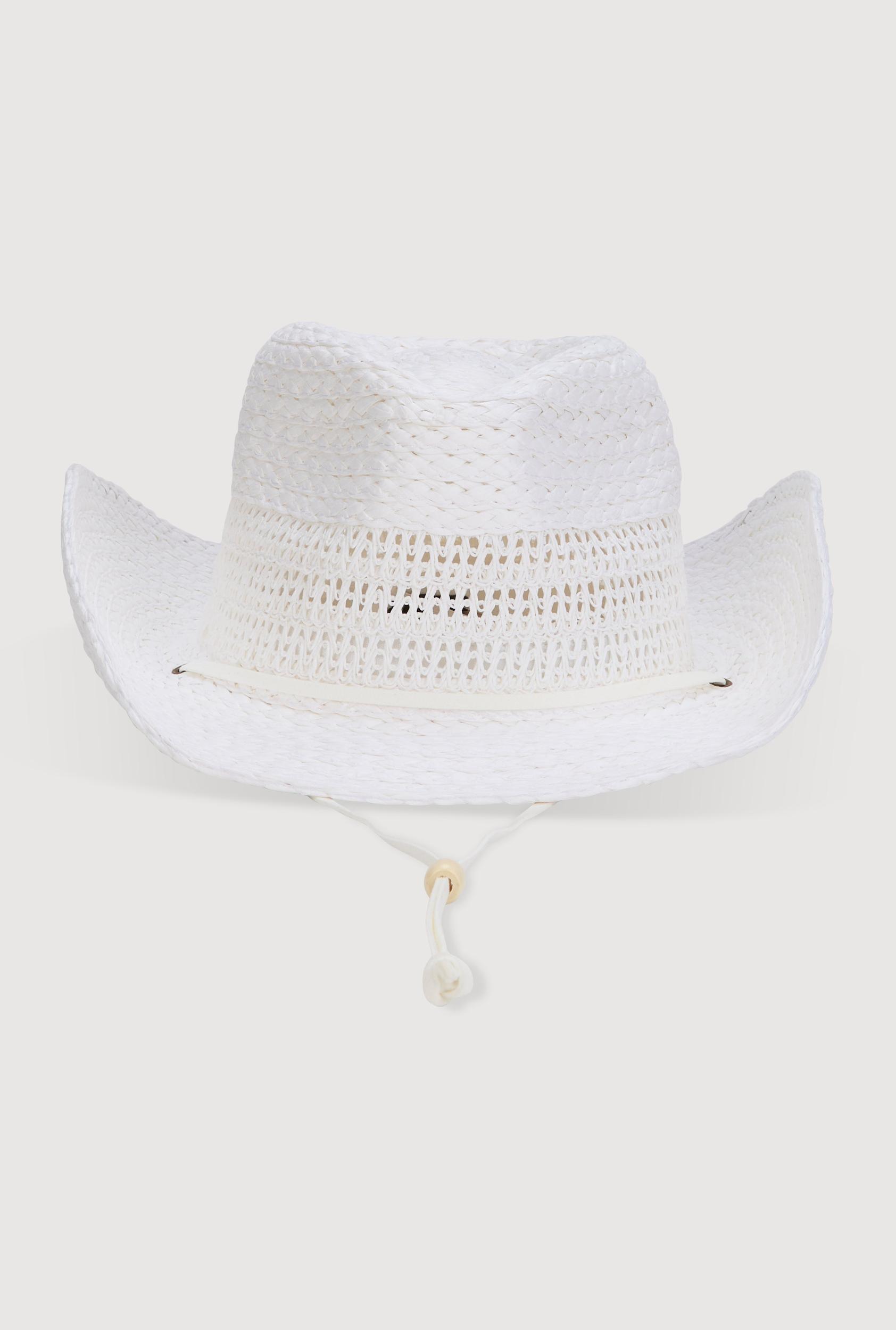 Beaded Toggle Drawstring Straw Cowboy Hat Female Product Image