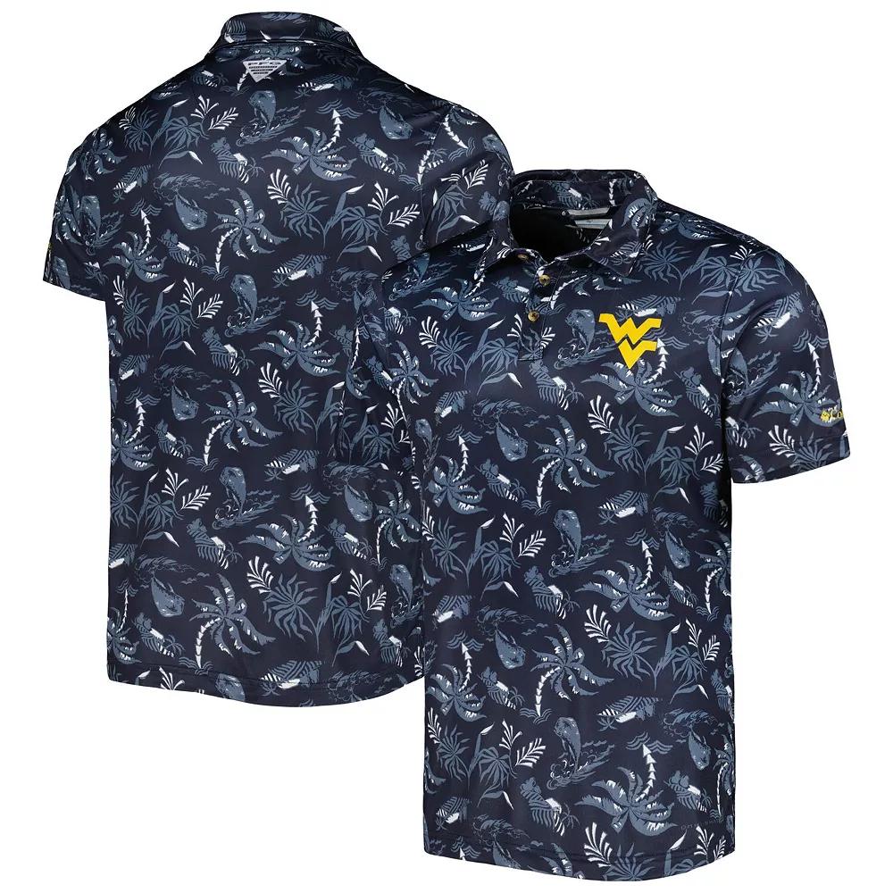 Men's Columbia Navy West Virginia Mountaineers Super Terminal Tackle Omni-Shade Polo, Size: Large, Blue Product Image