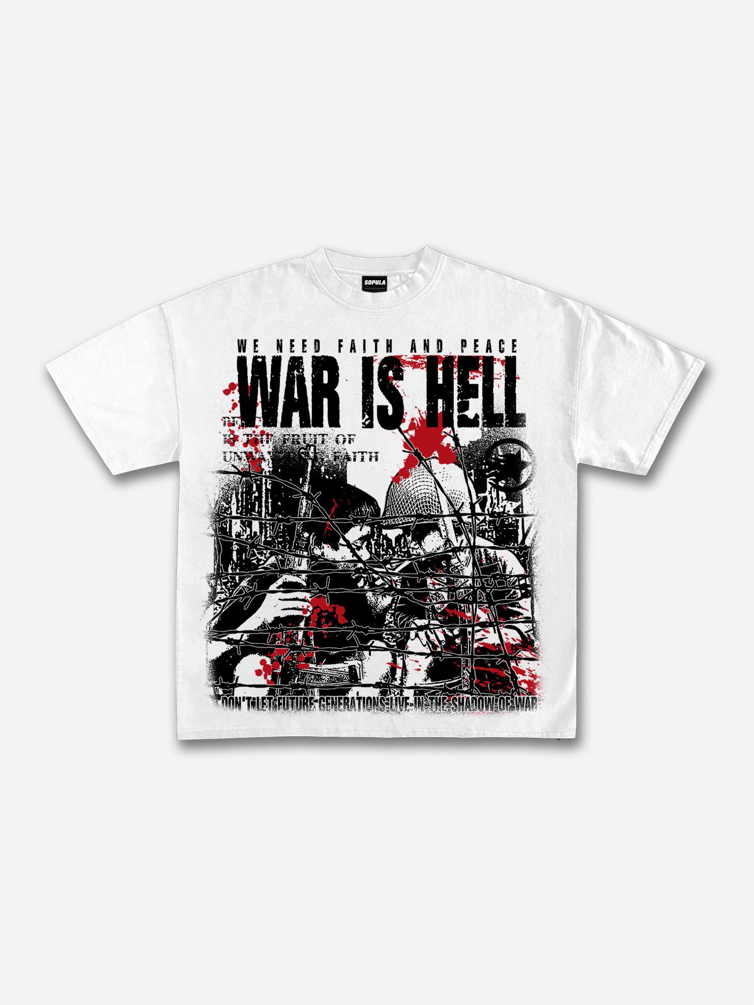 War Is A Hell Retro Old Graphic Cotton T-Shirt Product Image
