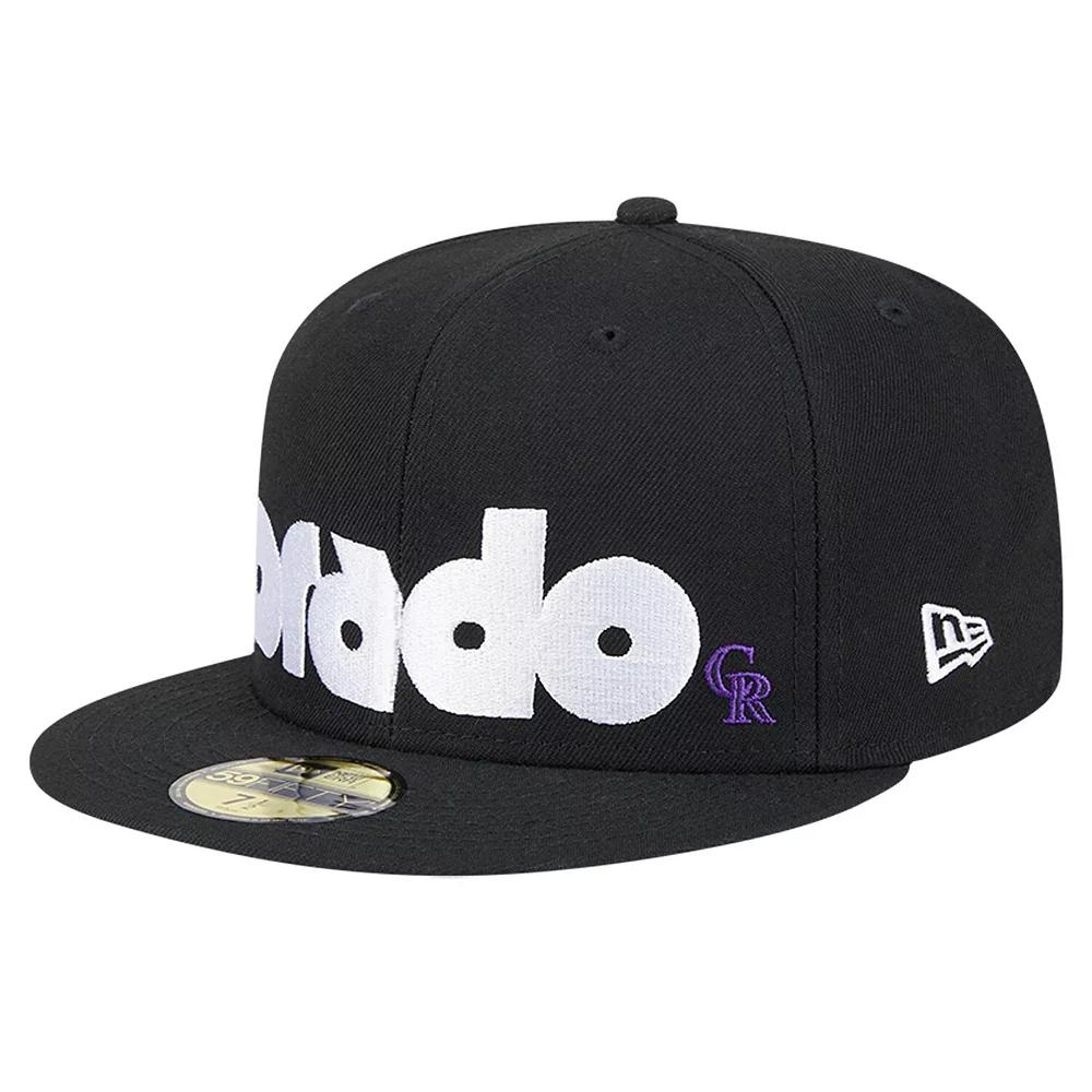 Men's New Era Black Colorado Rockies Checkered Undervisor 59FIFTY Fitted Hat,  Product Image