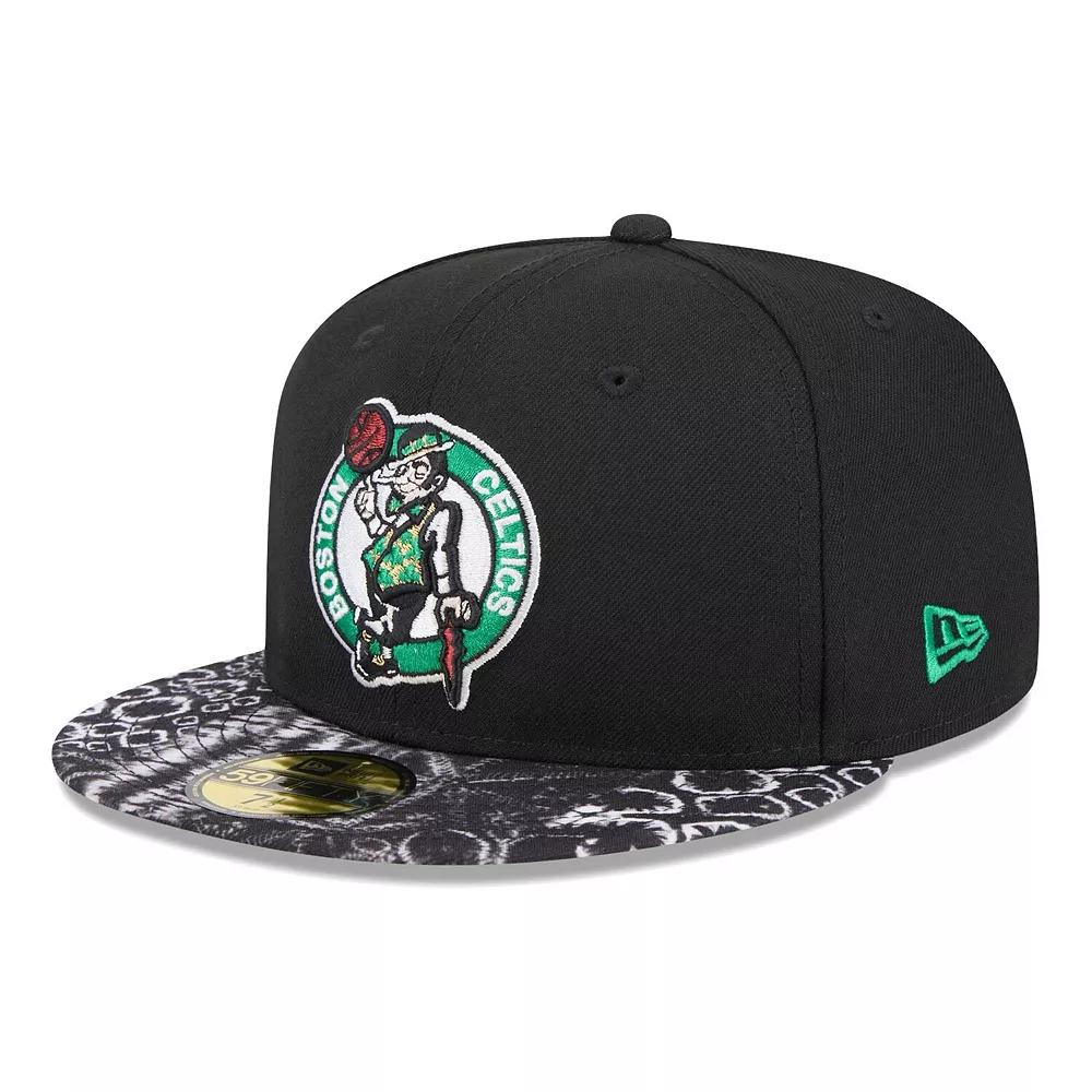 Men's New Era Black Boston Celtics Coral Reef Visor 59FIFTY Fitted Hat,  Product Image