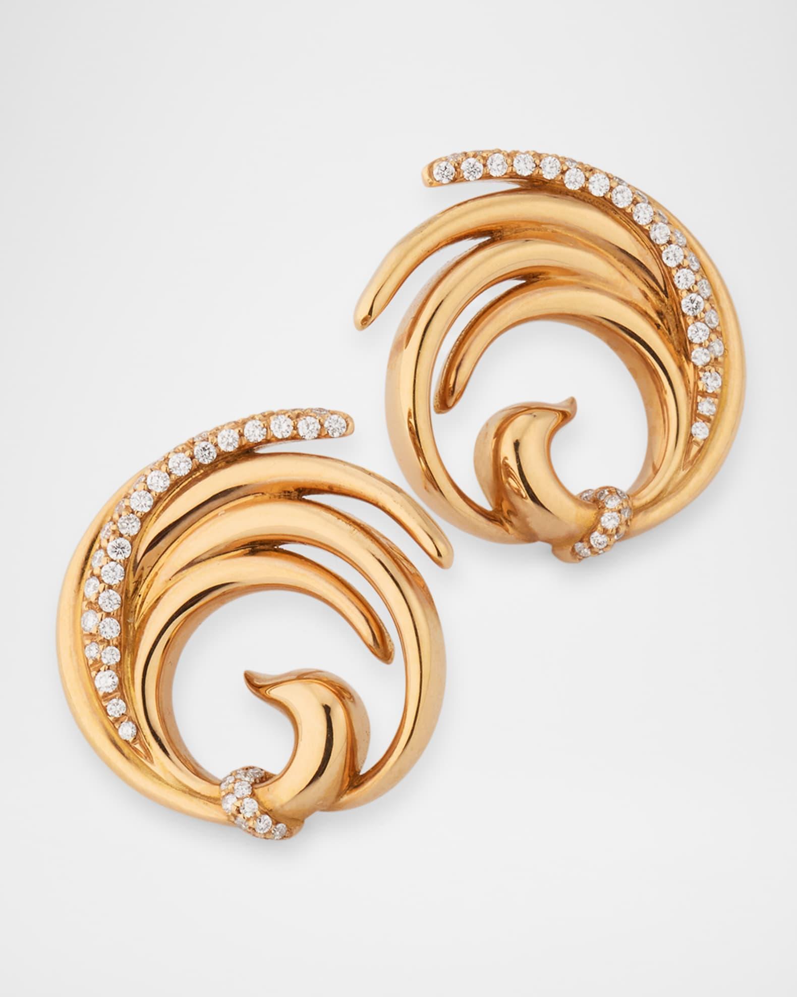 18K Rose Gold Swan Earrings with Diamonds Product Image