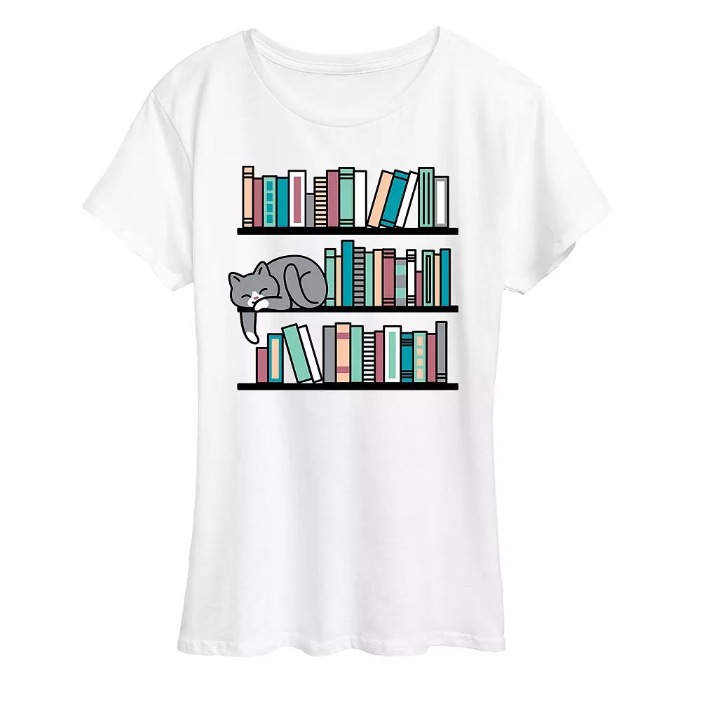 Plus Cat Book Shelf Graphic Tee, Women's,  Product Image