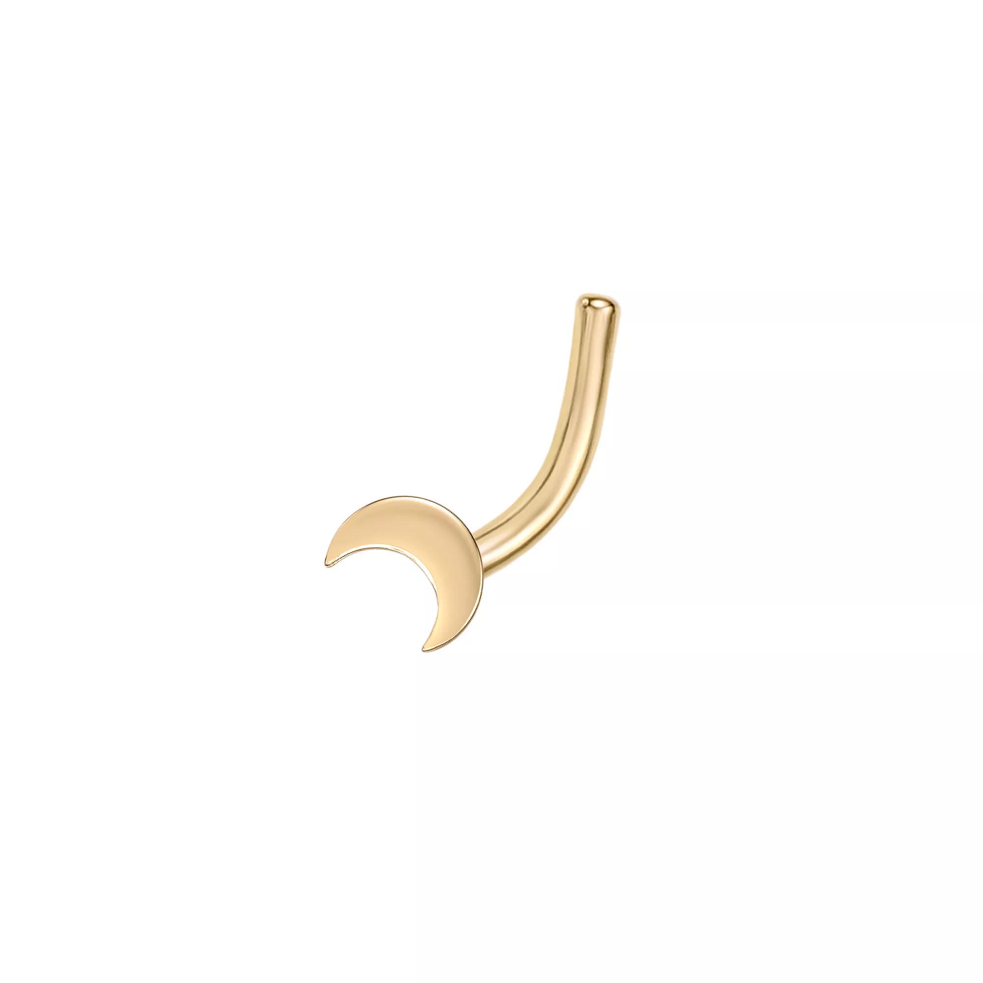 Lila Moon 14k Gold Crescent Moon Curved Nose Ring Stud, Women's Product Image