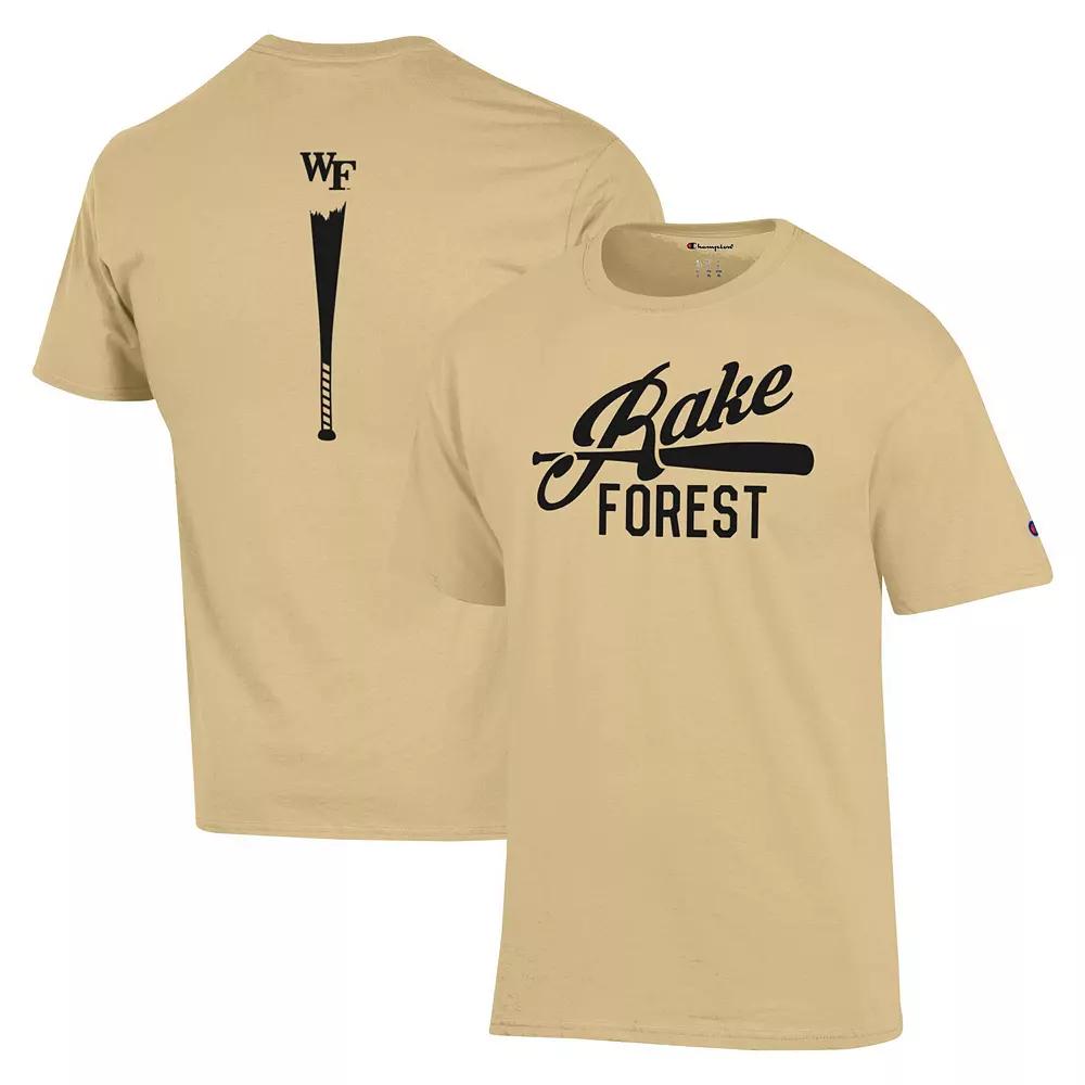 Men's Champion Gold Wake Forest Demon Deacons Rake Forest Baseball 2-Hit T-Shirt, Size: Large, Wfu Gold Product Image