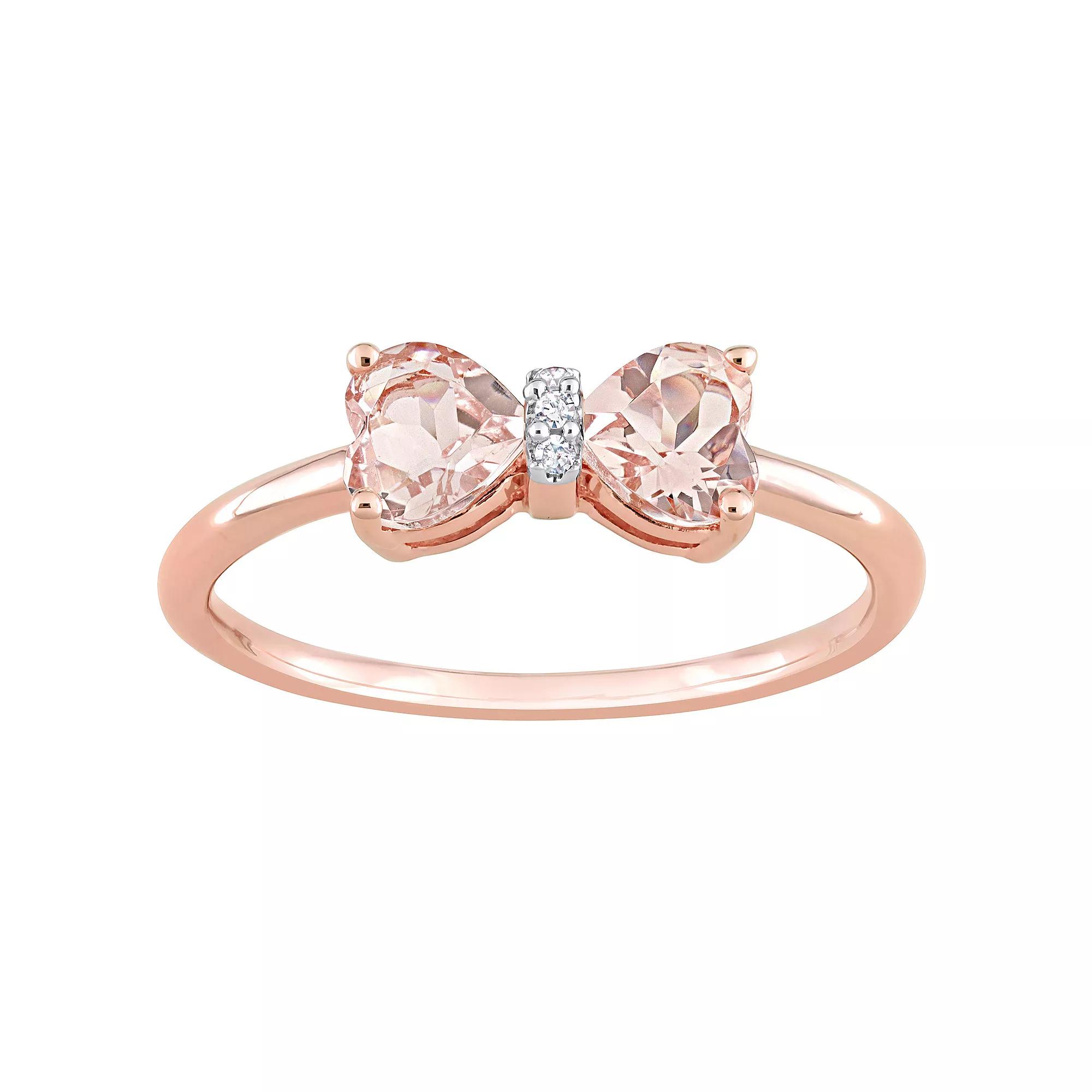 Stella Grace 10k Rose Gold Morganite & Diamond Accent Bow Ring, Women's,  Product Image