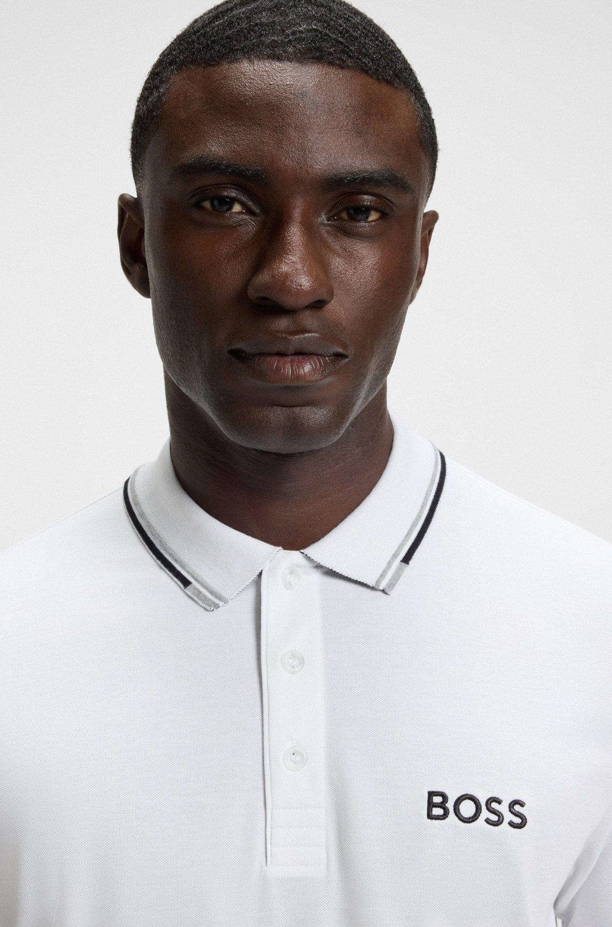 BOSS - Polo shirt with contrast logos - White Product Image