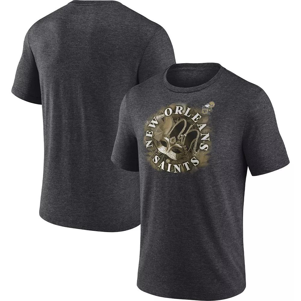 Men's Fanatics Branded Heathered Charcoal New Orleans Saints Sporting Chance Tri-Blend T-Shirt, Size: Small Product Image
