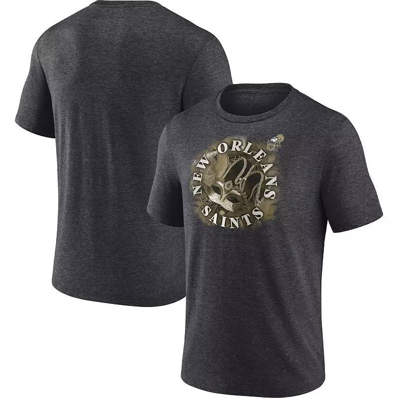 Men's Fanatics Branded Heathered Charcoal New Orleans Saints Sporting Chance Tri-Blend T-Shirt, Size: Small Product Image