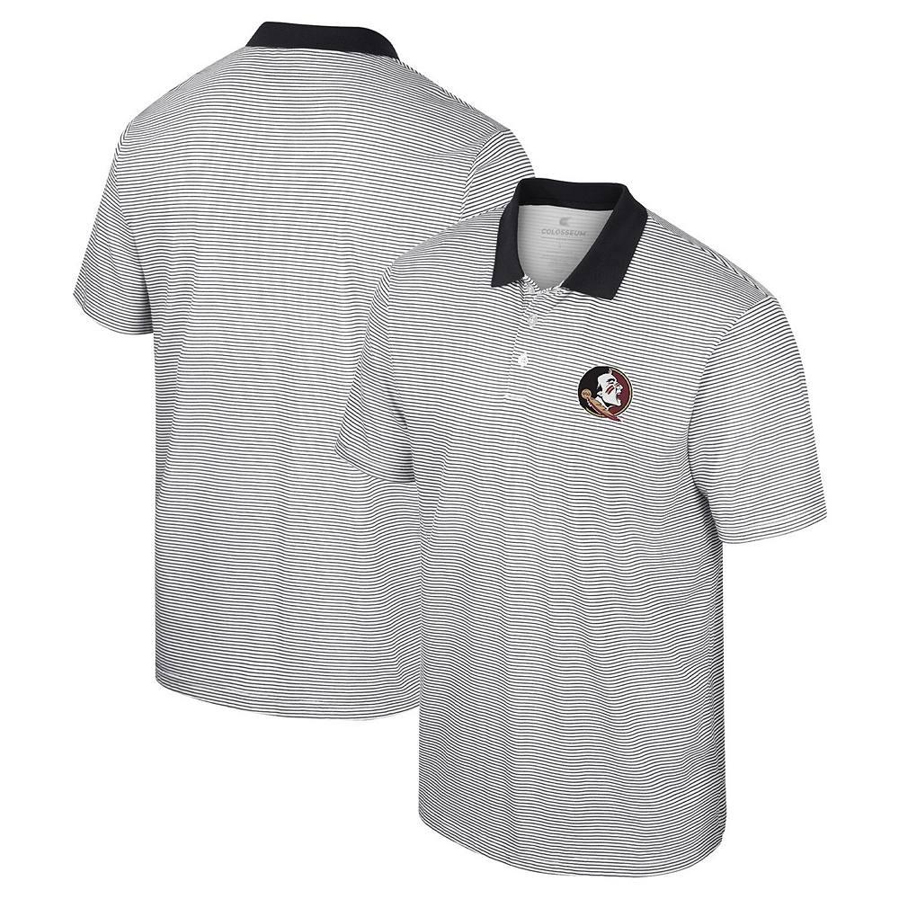 Men's Colosseum White/Black Florida State Seminoles Print Stripe Polo, Size: 2XL Product Image