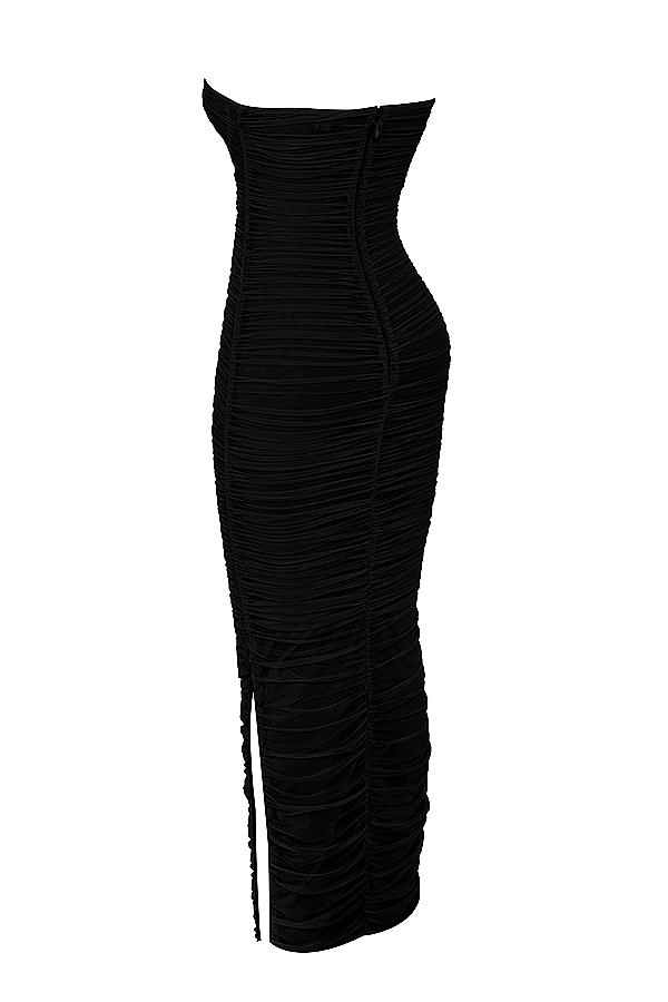 Sofia  black mesh strapless maxi dress Product Image
