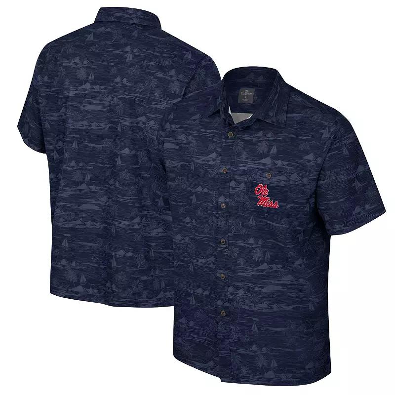 Men's Colosseum Navy Ole Miss Rebels Ozark Button-Up Shirt,  Product Image