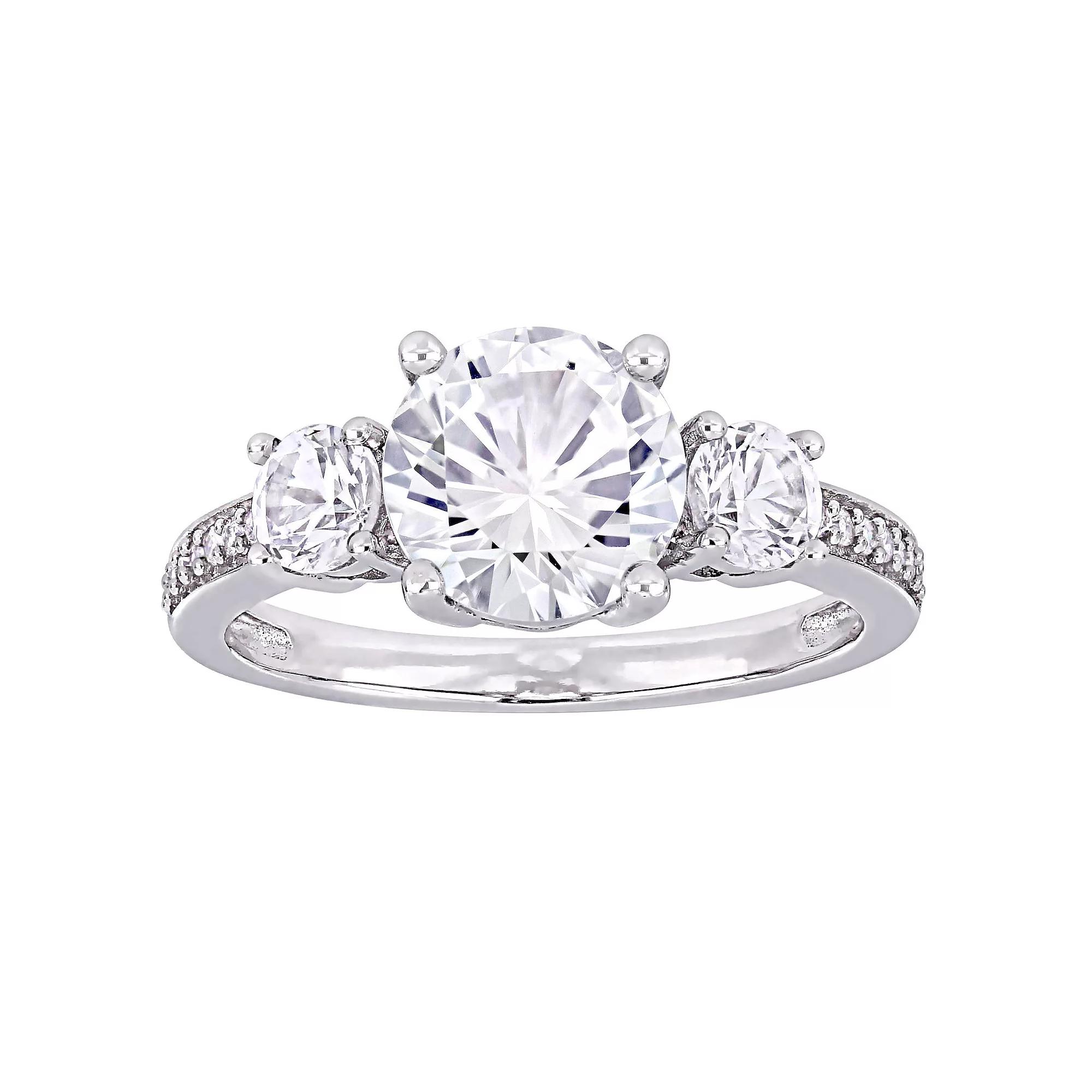 Stella Grace 10k White Gold Lab-Created White Sapphire & Diamond Accent 3-Stone Ring, Women's,  Product Image