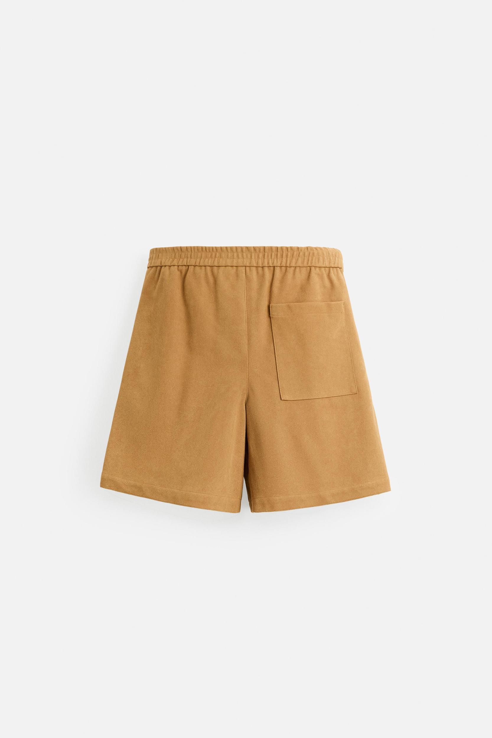 PLEATED FAUX SUEDE SHORTS Product Image