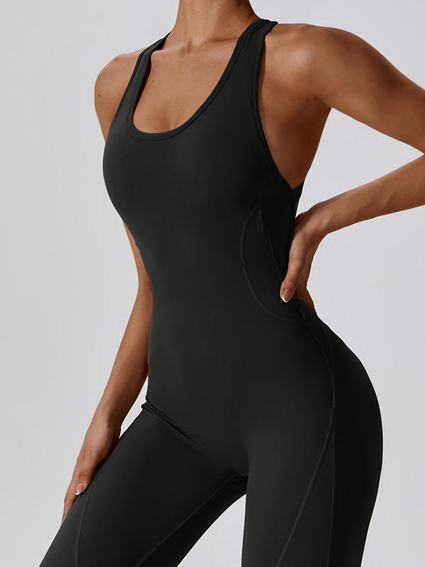 Solid U Neck Cutout Jumpsuit Product Image