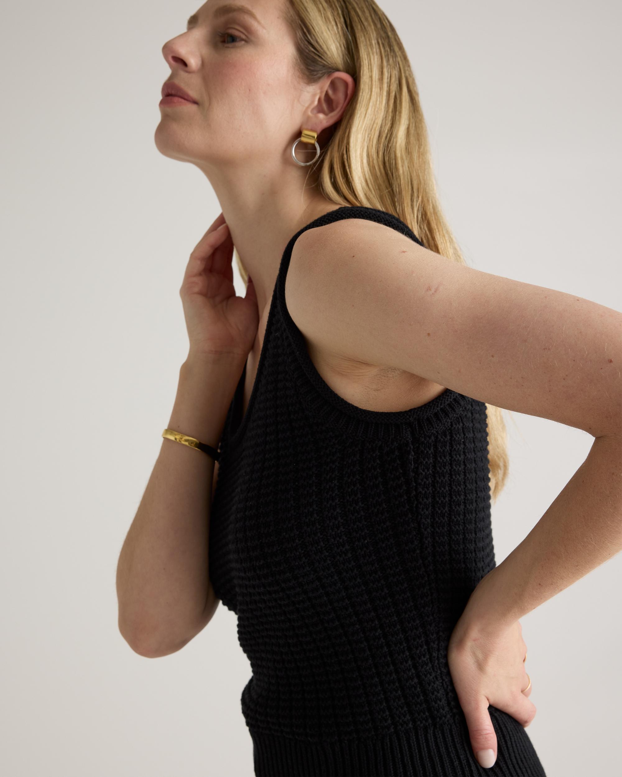 Quince | Women's Waffle Cropped Sweater Tank Top Organic Cotton Product Image