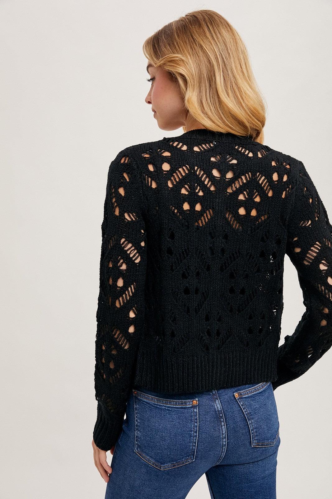 Button Down Pointelle Knit Cardigan Product Image