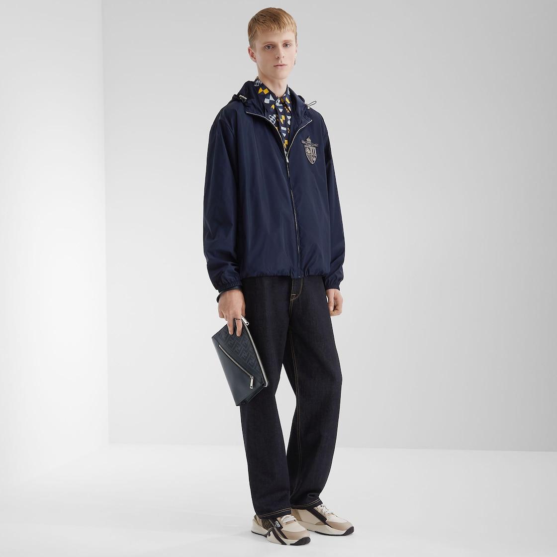 Fendi Diagonal Flat PouchBlue FF canvas pouch Product Image